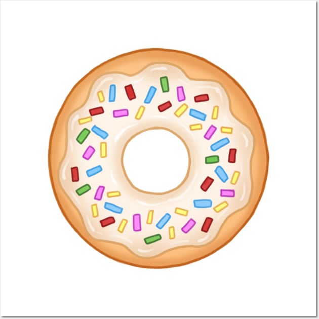 White Donut and Colorful Sprinkles Wall Art by MidaDesigns1